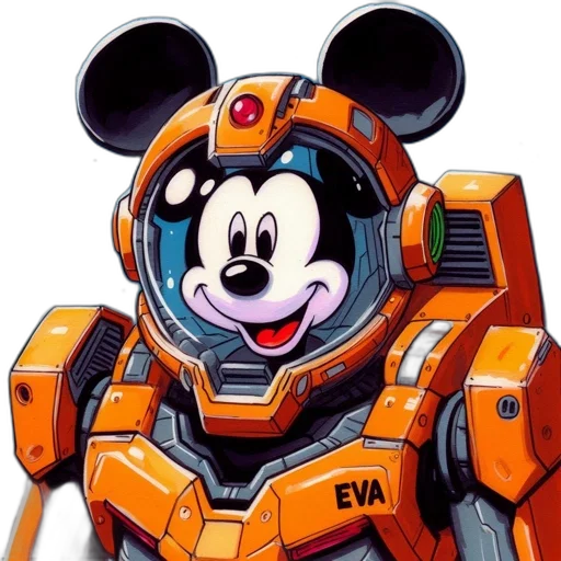 robot, mask, concept art, pixel art, 3d render, cartoon, mickey, mouse transparent PNG cut-out