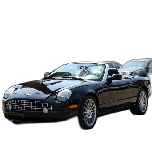 car, photorealistic, 3d render, black, convertible, parked, side, street transparent PNG cut-out