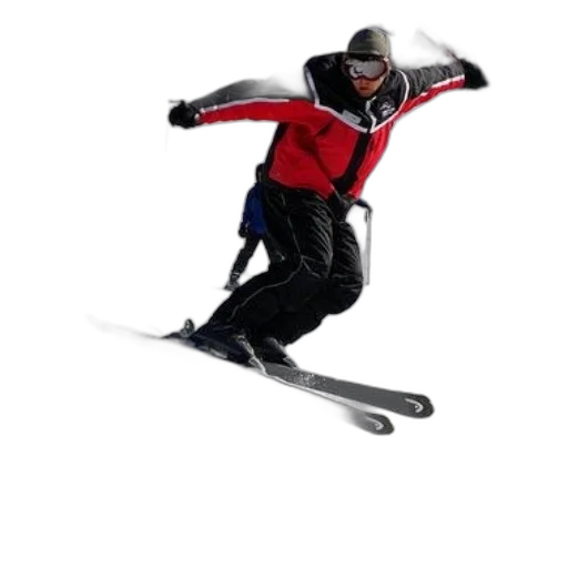 staff, jacket, photorealistic, 3d render, concept art, skier, red, black transparent PNG cut-out