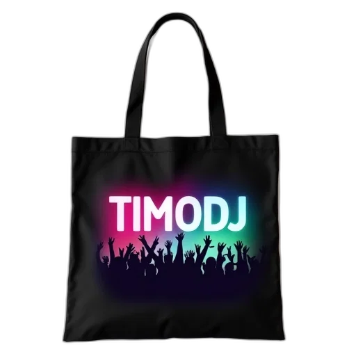vaporwave, cyberpunk, black, tote, bag, vibrant, design, featuring transparent PNG cut-out