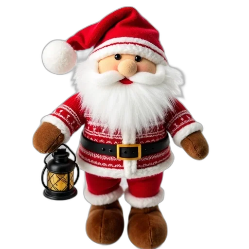 plush, toy, santa, claus, red, white, outfit, beard transparent PNG cut-out