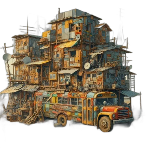 building, car, furniture, robot, concept art, cyberpunk, 3d render, fantasy art transparent PNG cut-out