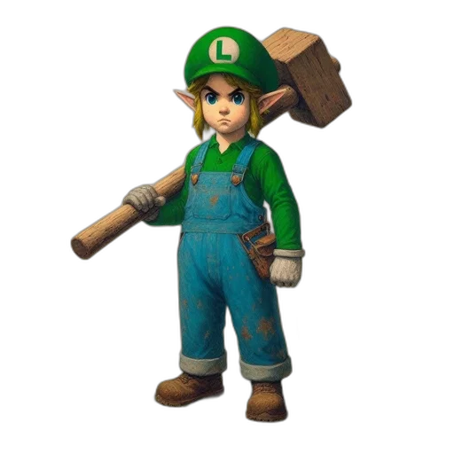 staff, hat, weapon, animal, 3d render, concept art, pixel art, green transparent PNG cut-out