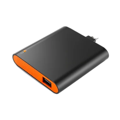 3d render, black, orange, portable, hard, drive, usb, connector transparent PNG cut-out