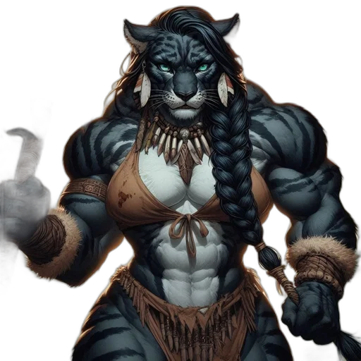 animal, fantasy art, concept art, comic book art, photorealistic, anthropomorphic, tiger-like, creature transparent PNG cut-out