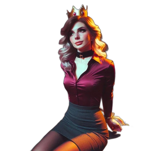crown, dress, concept art, fantasy art, comic book art, pixel art, woman, burgundy transparent PNG cut-out