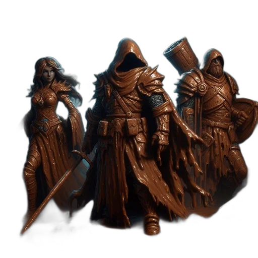 mask, staff, concept art, fantasy art, 3d render, comic book art, dark, earth tones transparent PNG cut-out
