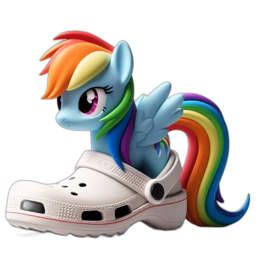 shoes, 3d render, animated, hybrid, features, blue, pony-like, creature transparent PNG cut-out