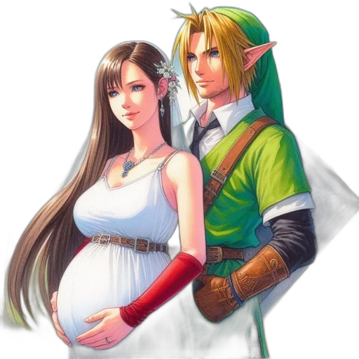 fantasy art, pixel art, concept art, watercolor, green, two, pregnant, female transparent PNG cut-out