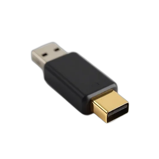 weapon, 3d render, sleek, black, usb, flash, drive, gold transparent PNG cut-out