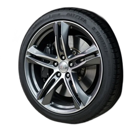 car, close-up, shiny, new-looking, alloy, wheel, silver, black transparent PNG cut-out