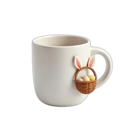 food, animal, 3d render, photorealistic, white, ceramic, mug, cartoon transparent PNG cut-out