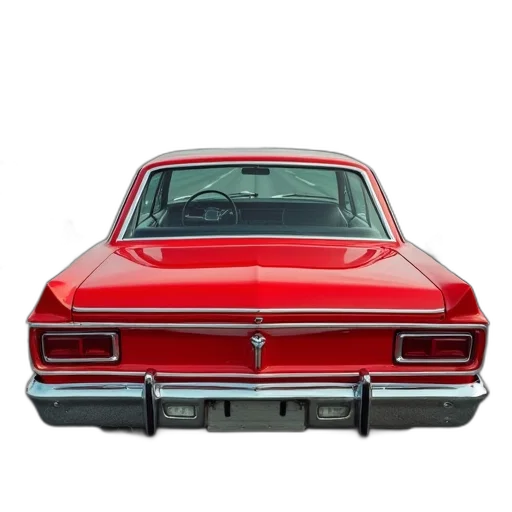 car, photorealistic, 3d render, red, rear, end, chrysler, valiant transparent PNG cut-out