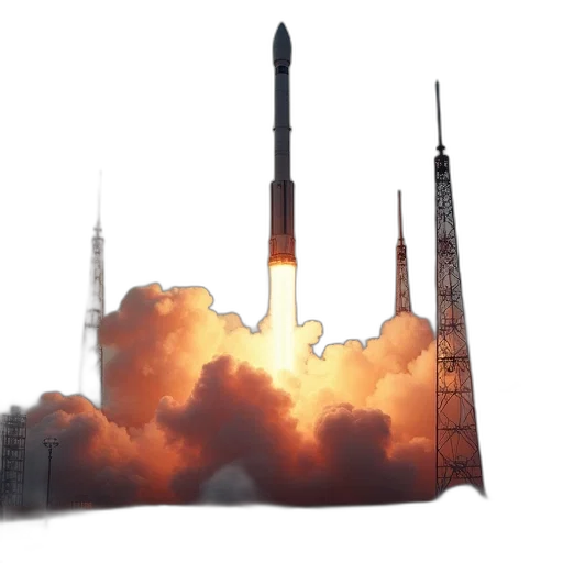 concept art, 3d render, outer space, north, korean, long, range, missile transparent PNG cut-out