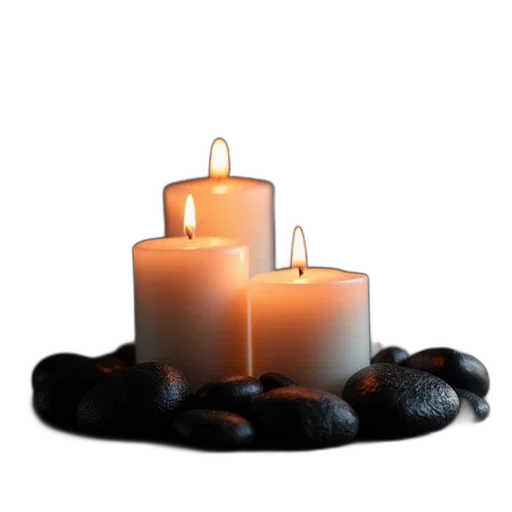 3d render, photorealistic, fire, dark, image, three, candle, candles transparent PNG cut-out