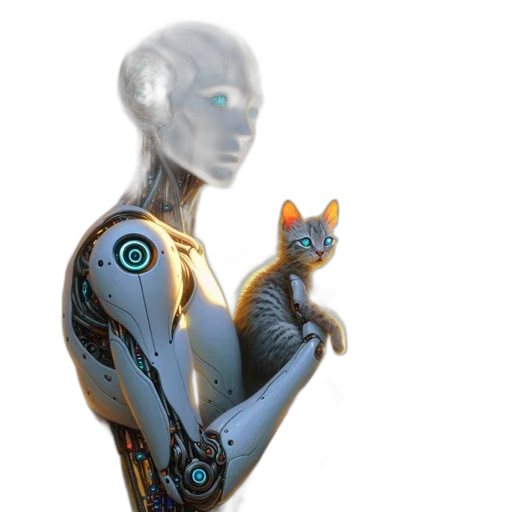 robot, animal, creature, concept art, 3d render, fantasy art, cyberpunk, outer space transparent PNG cut-out