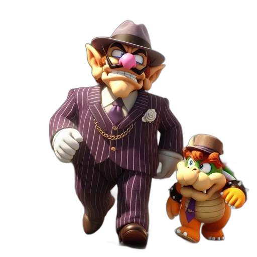 hat, staff, mask, 3d render, concept art, two, animated, characters transparent PNG cut-out