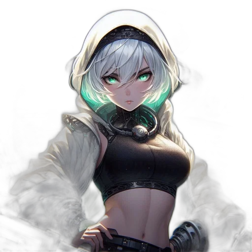 staff, weapon, jacket, mask, concept art, fantasy art, anime, cyberpunk transparent PNG cut-out