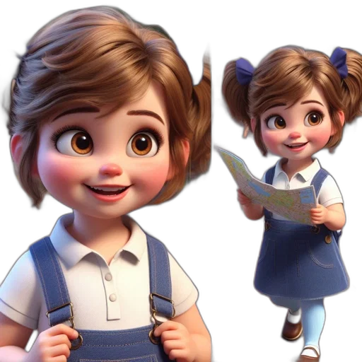 face, 3d render, concept art, cartoon, photorealistic, animated, girl, brown transparent PNG cut-out