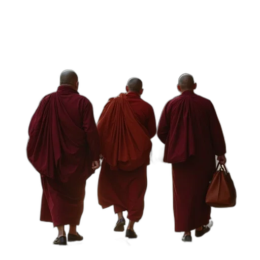 staff, concept art, three, monks transparent PNG cut-out