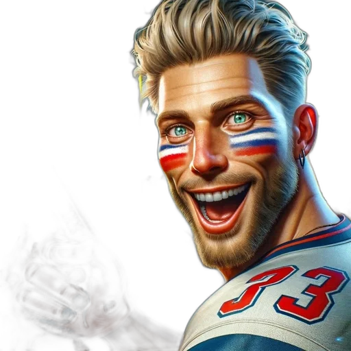 face, concept art, photorealistic, comic book art, fantasy art, enthusiastic, football, fan transparent PNG cut-out