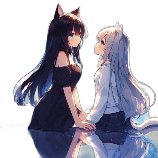 dress, anime, fantasy art, watercolor, concept art, forest, monochrome, blue transparent PNG cut-out