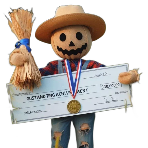hat, staff, scarecrow, stands, field, tall, green, plants transparent PNG cut-out
