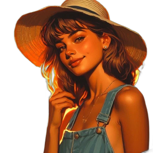 hat, face, jewelry, dress, oil painting, photorealistic, fantasy art, concept art transparent PNG cut-out