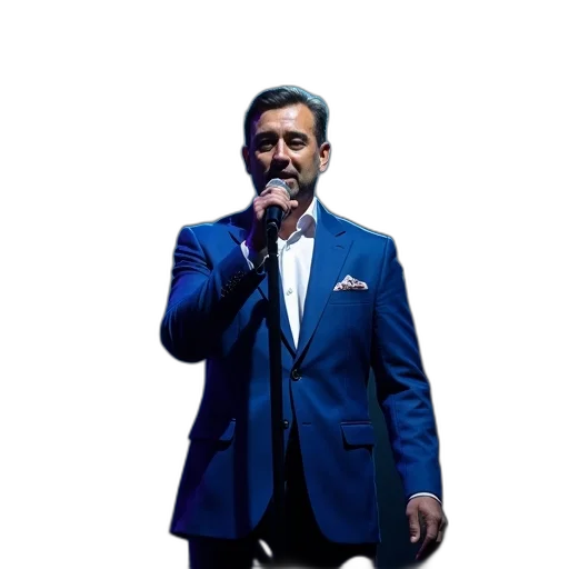 jacket, staff, photorealistic, cartoon, man, blue, suit, singing transparent PNG cut-out