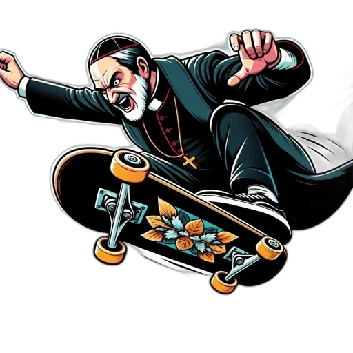 cartoon, comic book art, concept art, elderly, man, dressed, priest, depicted transparent PNG cut-out