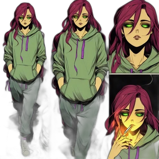 jacket, concept art, anime, cartoon, comic book art, green, colorful, neon transparent PNG cut-out