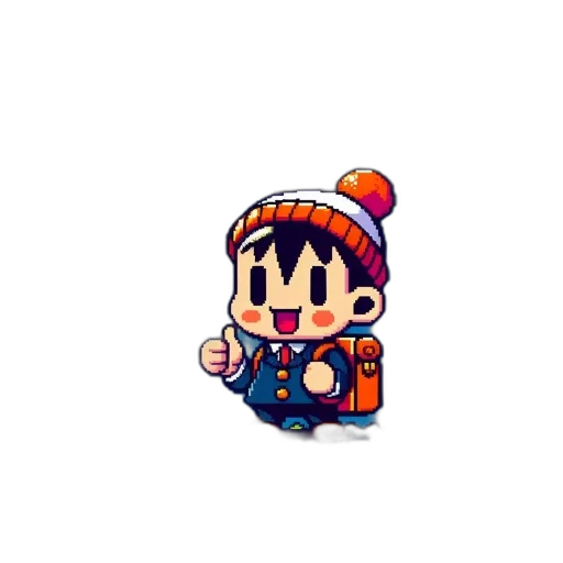 hat, staff, weapon, creature, pixel art, 3d render, concept art, cartoon transparent PNG cut-out