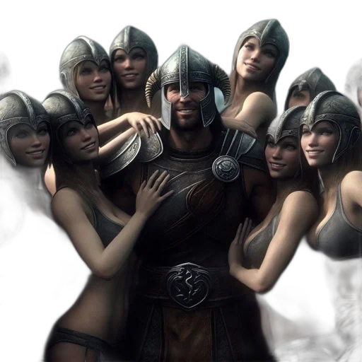 concept art, fantasy art, 3d render, photorealistic, group, helmeted, female, warriors transparent PNG cut-out