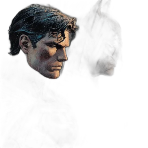 face, mask, comic book art, concept art, photorealistic, watercolor, fog, fire transparent PNG cut-out