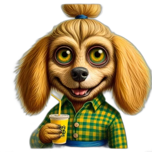 animal, face, staff, jacket, cartoon, photorealistic, concept art, 3d render transparent PNG cut-out