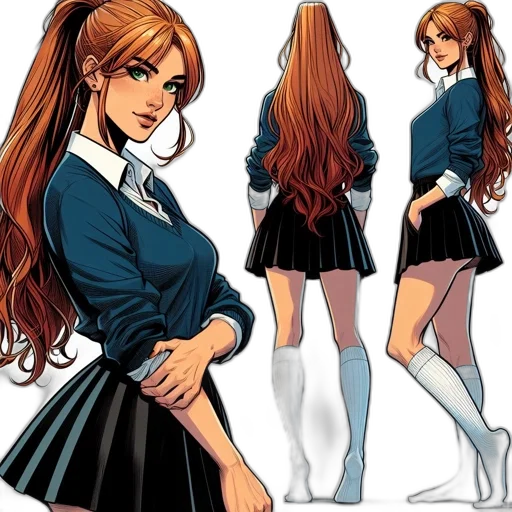 dress, comic book art, concept art, cartoon, anime, animated, character, long transparent PNG cut-out