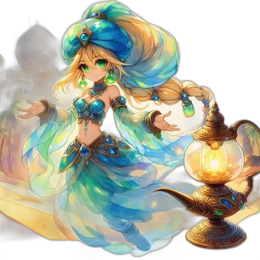 fantasy art, concept art, anime, watercolor, fire, underwater, blue, pastel transparent PNG cut-out