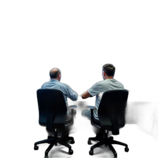 furniture, staff, robot, 3d render, concept art, photorealistic, two, men transparent PNG cut-out