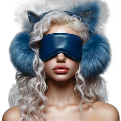mask, hat, face, cyberpunk, photorealistic, concept art, fantasy art, blue transparent PNG cut-out