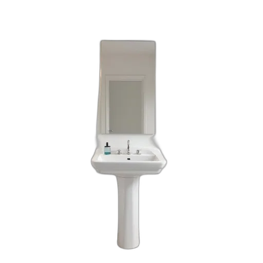 furniture, staff, 3d render, white, bathroom, sink, mirror, door transparent PNG cut-out