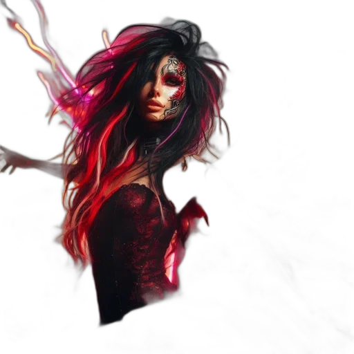 mask, creature, dress, face, concept art, fantasy art, comic book art, pixel art transparent PNG cut-out