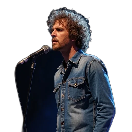 jacket, hair, man, curly, wearing, denim, shirt, standing transparent PNG cut-out