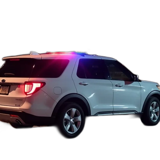 car, 3d render, white, suv, police, light, top, parked transparent PNG cut-out