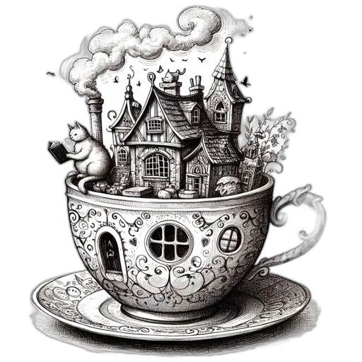 pencil sketch, photorealistic, fantasy art, concept art, fog, black, white, illustration transparent PNG cut-out