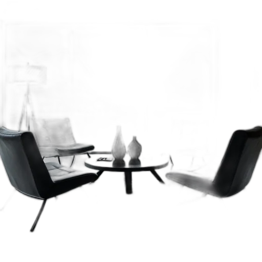 furniture, staff, 3d render, photorealistic, concept art, fog, monochrome, modern transparent PNG cut-out
