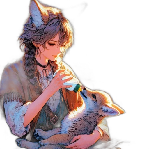 animal, fantasy art, watercolor, concept art, oil painting, forest, sunset, fire transparent PNG cut-out