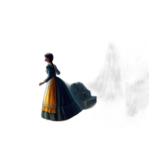 dress, robot, crown, staff, concept art, 3d render, pixel art, fantasy art transparent PNG cut-out