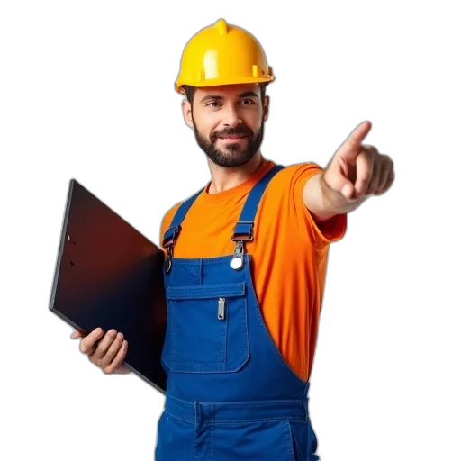 staff, robot, hat, furniture, 3d render, construction, worker, hard transparent PNG cut-out