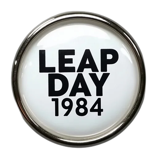 close-up, white, button, black, border, text, leap, day transparent PNG cut-out