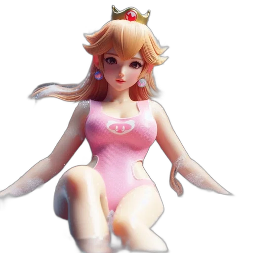 dress, crown, 3d render, concept art, vaporwave, animated, female, character transparent PNG cut-out